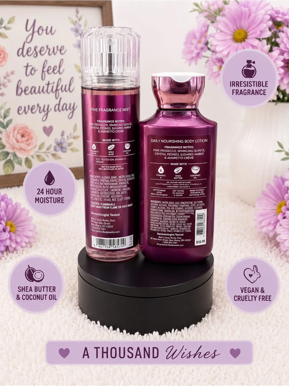 Bath & Body Works A Thousand Wishes Pink and Purple Lotion & Mist Set NEW
